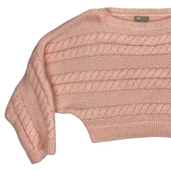 ASOS Crop Sweater Womens 6 Pink Chunky Cable Knit Crew Neck Oversize Winterwear - Picture 3 of 16